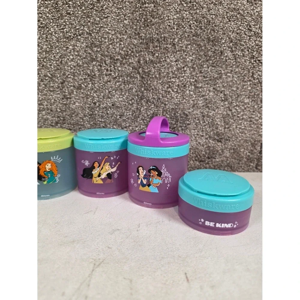 Whiskware Disney Princess Stackable Snack Containers 2 Pack Set Purple Green
